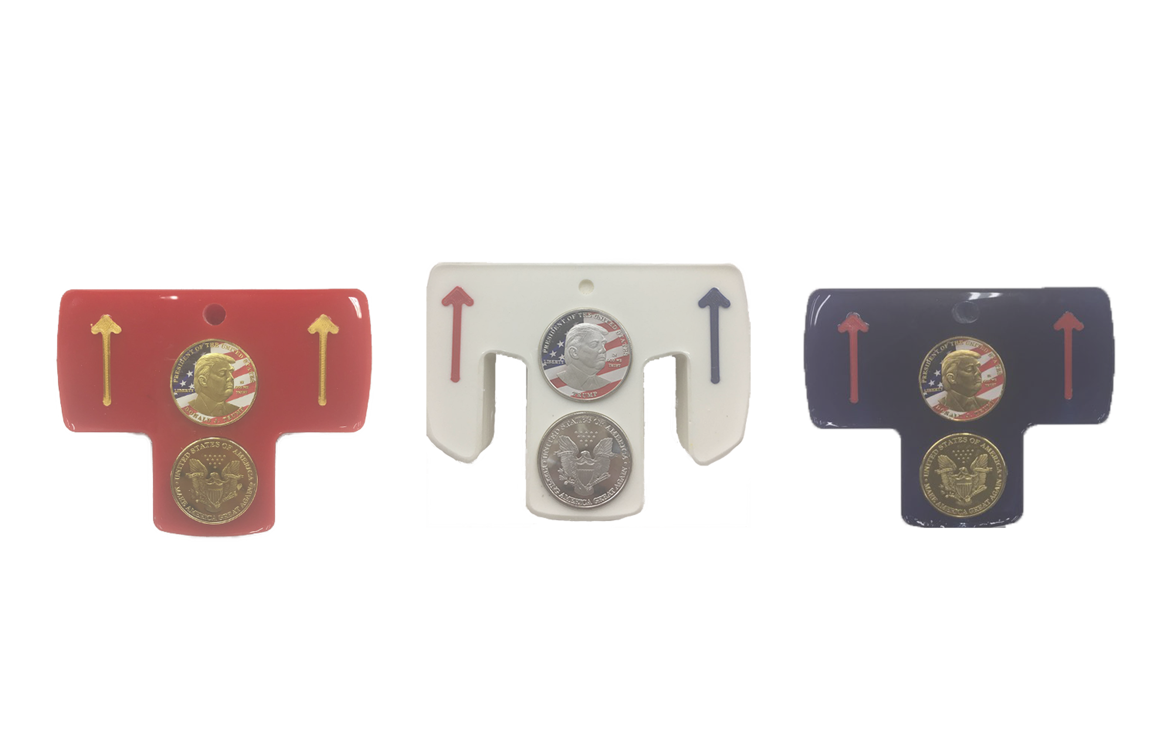 The Presidential Putter (red, white, and blue) from a top view. Great for face-on putting, which is also known as side-saddle putting or straight-forward putting.